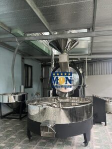 Máy rang cà phê lớn 120kg chạy bằng gas