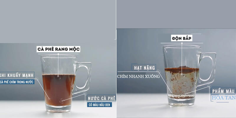 Thử nghiệm hạt cà phê nguyên chất với nước lạnh