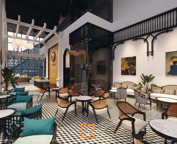 thiết kế quán cafe phong cách Indochine