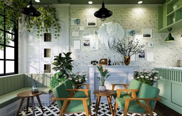 thiết kế quán cafe phong cách tropical